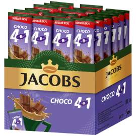 Кофе растворимый 4в 1 Jacobs "Choco", с какао-порошком, порционный, 1 пакетик*13,5г,8060231