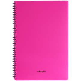 Тетрадь 60л. А4 клетка, на гребне OfficeSpace "Neon",розовая пласт обложка,Т60А4спкП_35459