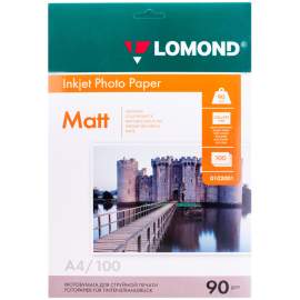 Фотобумага А4 для стр. принтеров Lomond,  90г/м2 (100л) мат.одн,0102001