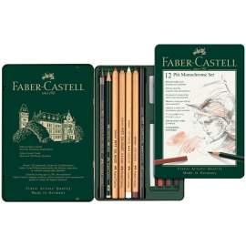 Набор художественных предметов Faber-Castell "Pitt Monochrome", 12 предметов, метал. кор.,112975