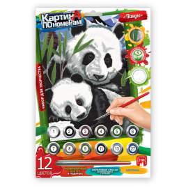 Картина по номерам Danko toys "Панды", А4, картон, европодвес,KN-03-01