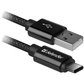 Кабель Defender USB09-03T PRO USB(AM) - C Type, 2.1A output, в оплетке, 1m, черный,87814