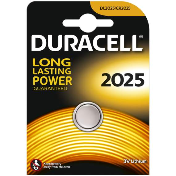 Батарейка Duracell CR2025 3V литиевая, 1шт (2шт в блистере),5000394045514