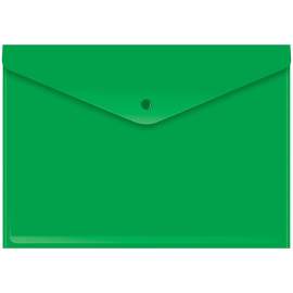 Папка-конверт на кнопке, А4 LAMARK, 180мкм, зеленая,PE0425-GN