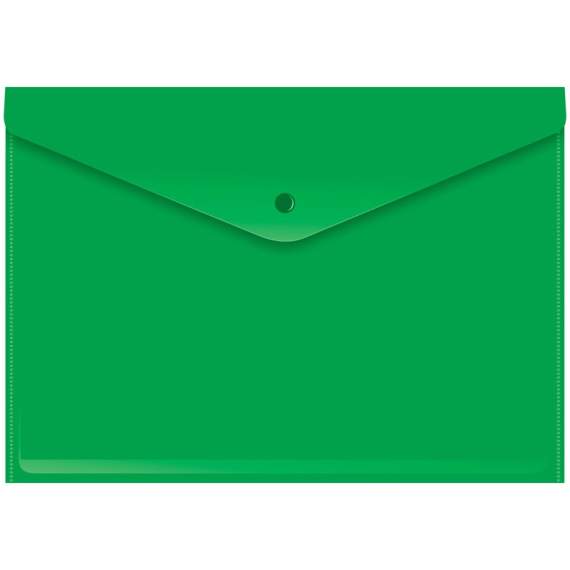 Папка-конверт на кнопке, А4 LAMARK, 180мкм, зеленая,PE0425-GN