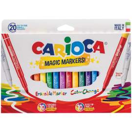 Фломастеры меняющие цвет/стираемые Carioca "Magic Markers", 18цв+2, 20 шт., картон, европодвес,41369