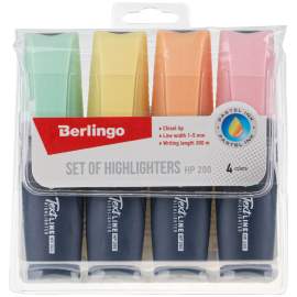 Набор маркеров текстовыделителей Berlingo "HP200", 4цв., пастельные цвета, 1-5мм,T5020