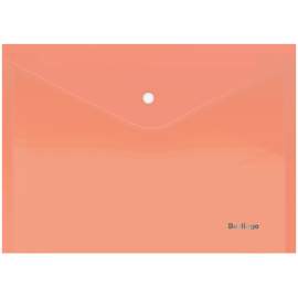 Папка-конверт на кнопке, А4 Berlingo "Starlight", 180мкм, прозрачная оранжевая,AKk_04116