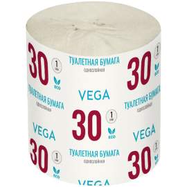 Бумага туалетная Vega, 1-слойная, 30м/рул., серая,339242