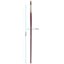 Кисть художественная синтетика бордовая Гамма "Вернисаж", круглая №18, длинная ручка,403018