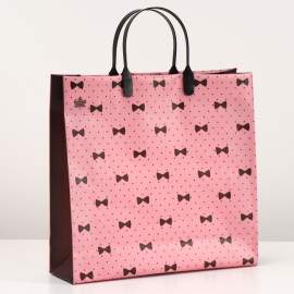 Пакет подарочный 30 х 30см, "Бантики на розовом",мягкий пластик,3582715