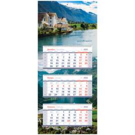 Календарь 2023 кварт 3 бл. на 3 гр. OfficeSpace Mini premium "View of Norway", с бегунком, 338143