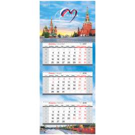 Календарь 2023 кварт 3 бл. на 3 гр. OfficeSpace Premium "Russia", с бегунком,338140