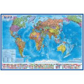 Карта "Мир" политическая Globen, 1:15,5млн., 1990*1340мм, интерактивная, с ламинацией,КН084
