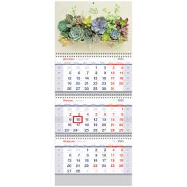 Календарь 2023 кварт 3 бл. на 3 гр. OfficeSpace Standard "Цветочная композиция", с бегунком,338127