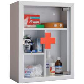 Аптечка для медикаментов Hilfe AMD-39G, со стеклом, 390*300*160мм,S26199012301