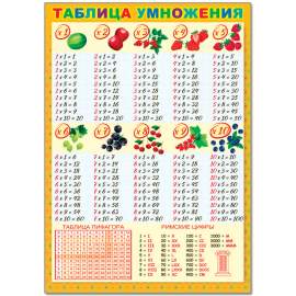 Плакат настенный Русский Дизайн "Таблица умножения", 490*690мм,36667