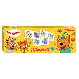 Игра настольная Домино, Step Puzzle "Три Кота", картонная коробка,80122