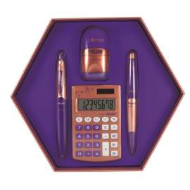Набор подарочный Milan Copper:калькулятор+ластик-точилка+ручка шар.+каранд.механ,фиолет 8740,1032284