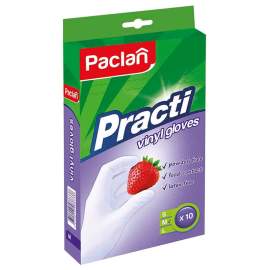 Перчатки виниловые Paclan "Practi", M, 10шт., картон. коробка с европодвесом,407540