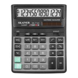 Калькулятор настольный SKAINER SK-714II, 14 разр., двойное питание158x203.5x33мм,черный,SK-714II