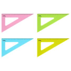 Треугольник 30°, 23см СТАММ, пластиковый, прозрачный, неоновые цвета, ассорти,ТК54