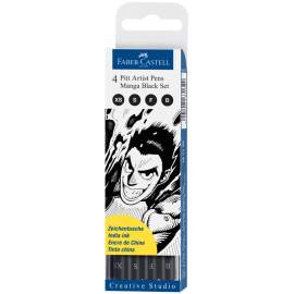 Набор капиллярных ручек Faber-Castell Pitt Artist Pen Manga Black set,черн,4шт,0,1/0,3/0,5мм,167132