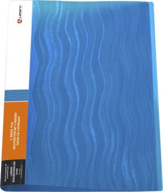 Папка на 4 кольца 25мм Волна синяя, Lamark,RF0069-WBL