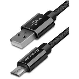 Кабель Defender USB08-03T PRO USB(AM) - microUSB (B), 2.1A output, в оплетке, 1m, черный, 87802