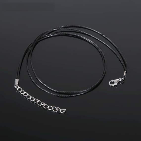 Шнурок вощёный, 43 см с удлинителем, цвет чёрный, JF-010,1571320