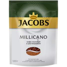Кофе растворимый Jacobs "Monarch "Millicano",сублимир,с молотым,мягк уп,120г,8052087/8052761/8052694