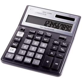 Калькулятор настольный Citizen SDC-435N, 16 разр., двойное питание, 158*204*31мм, черный,SDC-435N