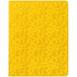 Дневник 1-11 кл. 48л. (лайт) "Leaves pattern. Yellow", иск. кожа, ляссе, тиснение,DU48kh_29230