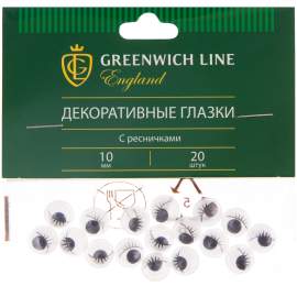 Материал декоративный Greenwich Line "Глазки", с ресничками, 10мм, 20шт.,WE_20443