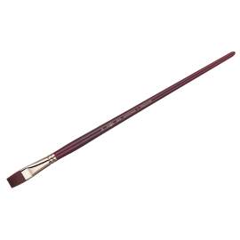 Кисть художественная синтетика бордовая Гамма "Вернисаж", плоская №16, длинная ручка,402016