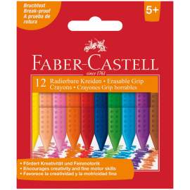 Мелки пластиковые Faber-Castell "Grip" 12цв., трехгранные, картон, европодвес,122520