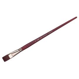 Кисть художественная синтетика бордовая Гамма "Вернисаж", плоская №24, длинная ручка,402024