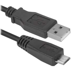 Кабель Defender USB08-06 USB2.0 (A) - microUSB (B), 1,8м, черный,87459