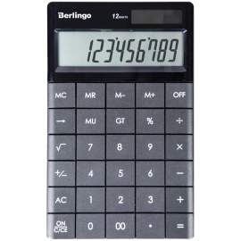 Калькулятор настольный Berlingo, 12 разр., двойное питание, 165*105*13мм, антрацит,CIA_100