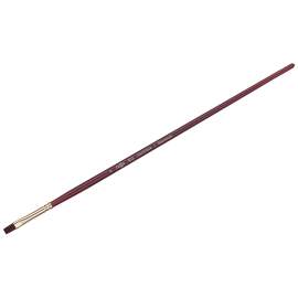 Кисть художественная синтетика бордовая Гамма "Вернисаж", плоская №6, длинная ручка,402006