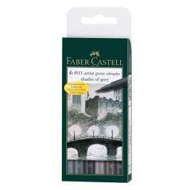 Набор капиллярных ручек Faber-Castell "Pitt Artist Pen Brush" оттенки серого, 6шт,пластик. уп,167104