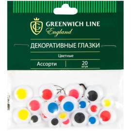Материал декоративный Greenwich Line "Глазки", цветные, ассорти, 20шт.,WE_20423