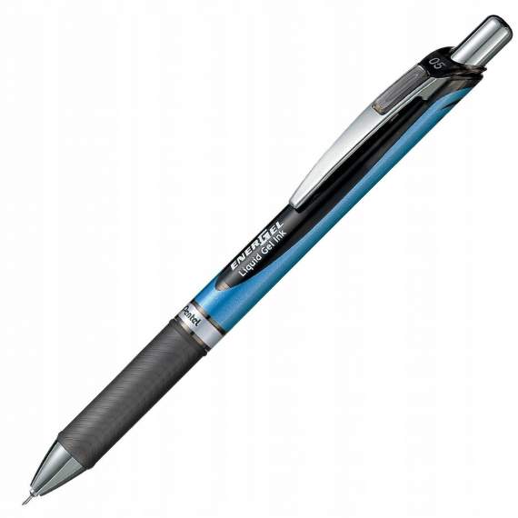 Ручка гелевая автоматическая PENTEL ENERGEL, черная, 0,5мм, игольч. стержень,грип,BLN75-A