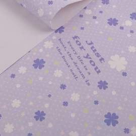 Упаковочная бумага глянц. 50*70см, "Цветы на фиолетовом",1 л, 2479786
