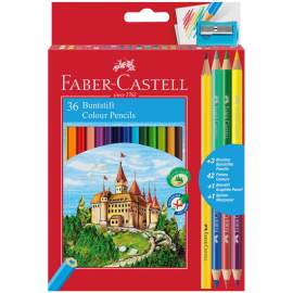 Карандаши цветные Faber-Castell "Замок", 42цв, 36+3+1шт, заточен, картон, с точилкой,110336