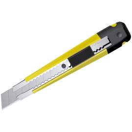Нож канцелярский 18мм Berlingo "Hyper", auto-lock, металл. направл., желтый, европодвес,BM4124_b