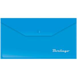 Папка-конверт на кнопке, C6 Berlingo, 180мкм, синяя	,AKk_06302