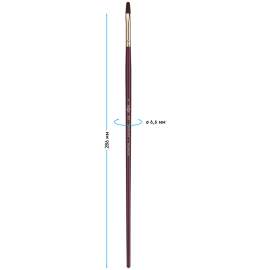 Кисть художественная синтетика бордовая Гамма "Вернисаж", плоскоовальная №6, длинная ручка,401006