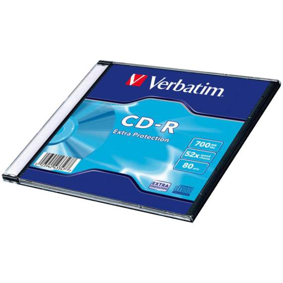 Диск CD-R 700Mb Verbatim 52x Slim (пластиковый бокс),43347