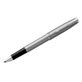Ручка подарочная роллер Parker "Sonnet Sand Blasted Stainless Steel" черная, 0,8мм,2146875